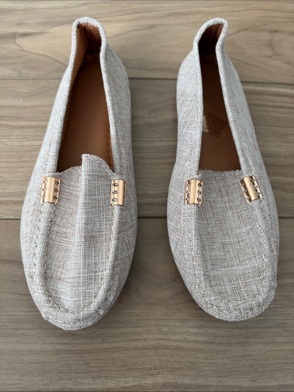 Casual Linen-Blend Loafers in Light Beige